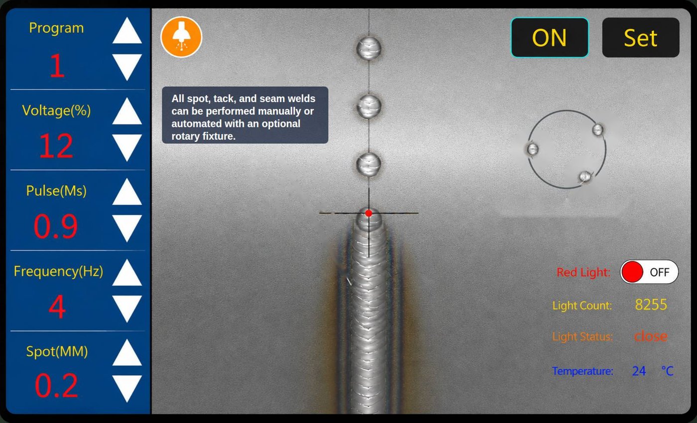 MaxLase 200P live scope view during an automatic seam weld